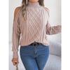 Women's Knitted Sweater Autumn/Winter Top Casual Cable-Knit Off-Shoulder Half-High Neck Long-Sleeved Pullover Women's Wear
