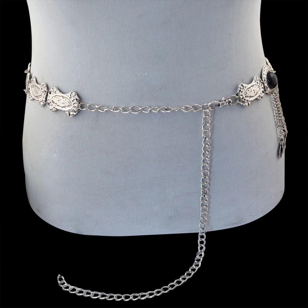 Long Tassel Waist Belly Chains Gypsy Boho Hippie Jewelry Body Chain Body Chain Afghan Pattern Ethnic Dance Belt Boho Outfit