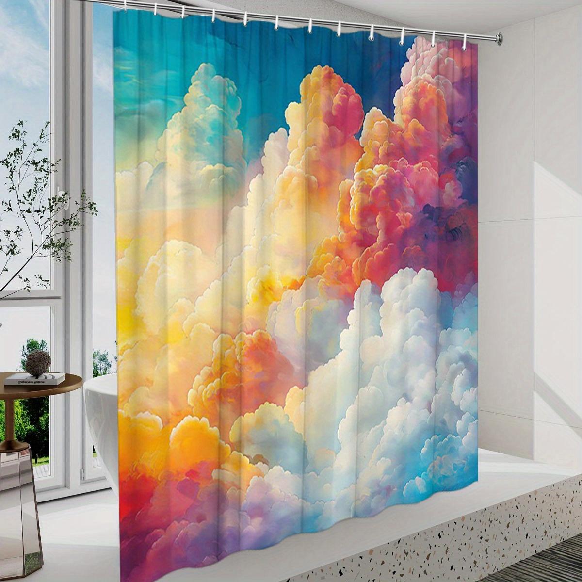 

Dreamlike Pastel Sky Shower Curtain - Soft Whimsical Landscape, Polyester, Washable & Easy To Hang, Pastel Bathroom Decor W60H190(CM)-1 Pcs