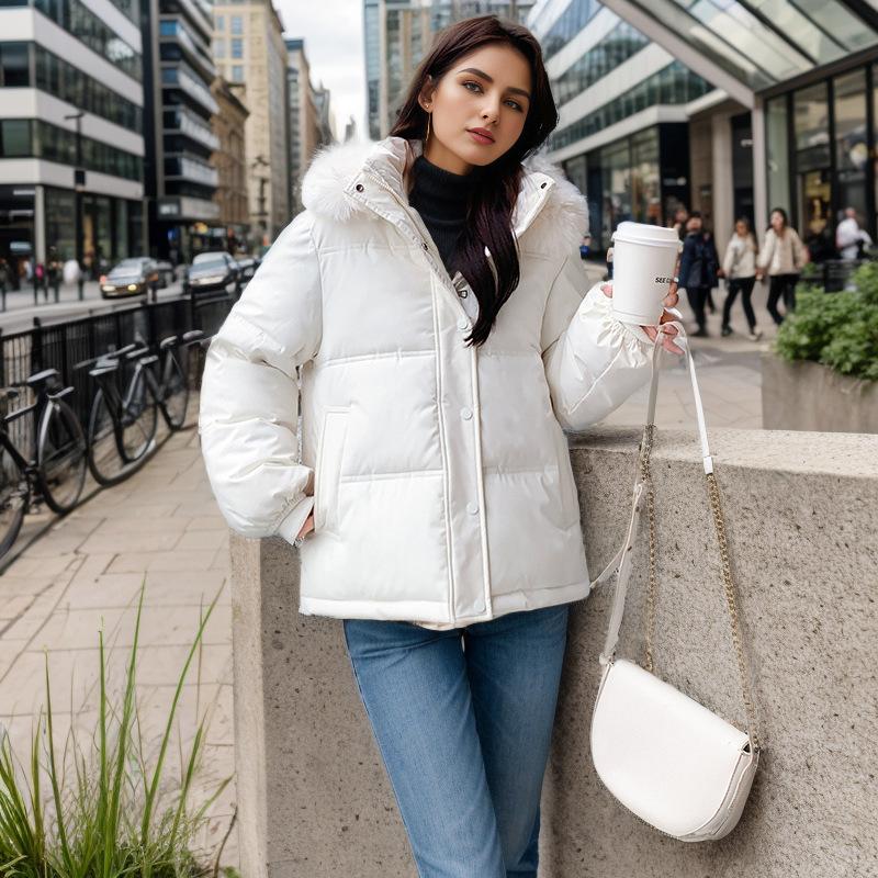 Big Collar Cotton Jacket Slim Fit Coats 2024 Winter Women's Jacket Female Casual Hooded Short Parkas Coats Women's Clothing