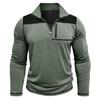 Men’s Tops Stand Collar Long Sleeves T-Shirts Contrasting Color Sweatshirts Zip Up Chest Pocket Autumn Spring Casual Sports Wear