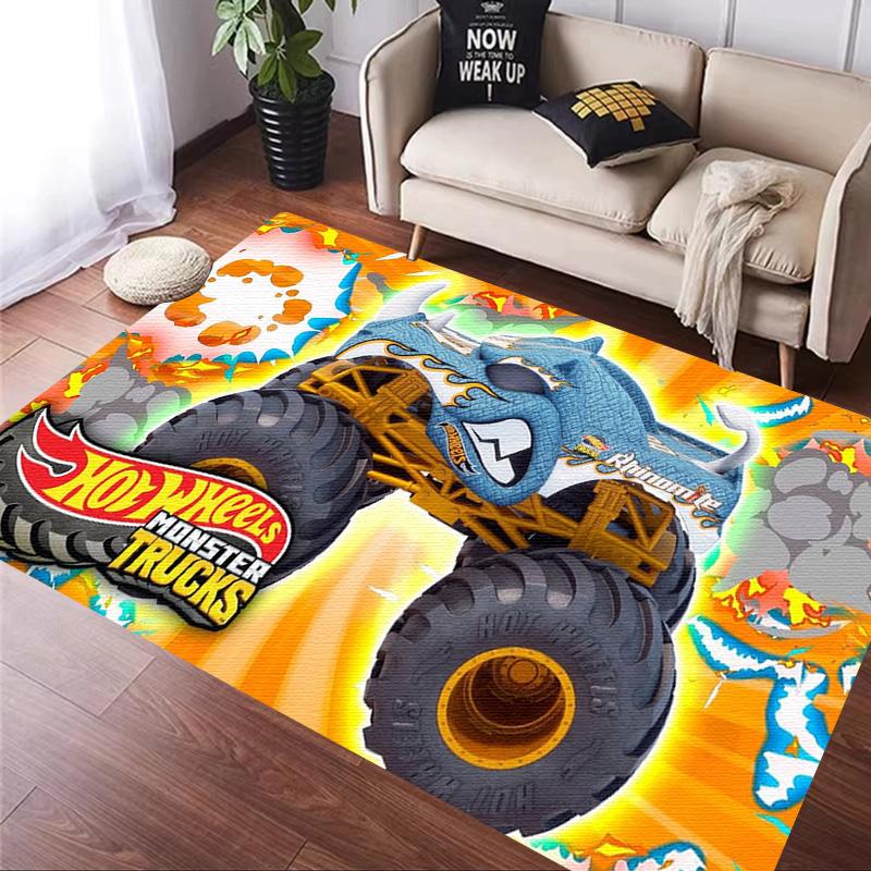 H-Hot Wheels-Themed Large Carpet Mat for Bedroom and Living Room Decor Stylish Area Rug Long Hallway Entryway Doormat Durable