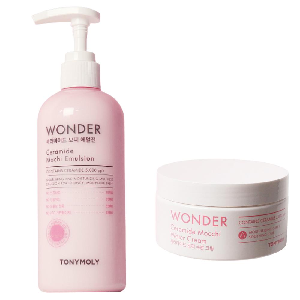 TONYMOLY Wonder Ceramide Mochi Emulsion 300ml + Mochi Water Cream 300ml Giant Size Set