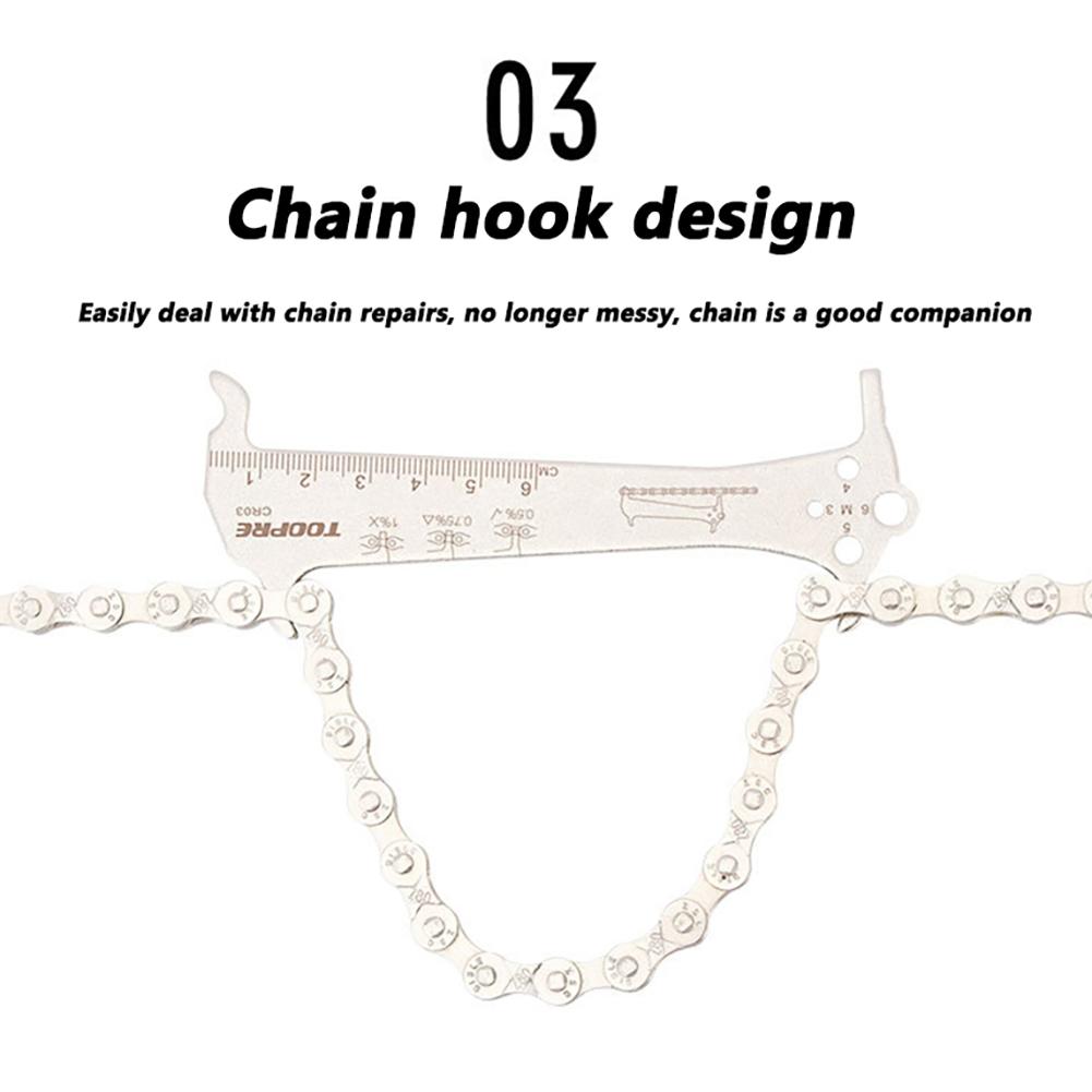 3-in-1 Fahrradkettenlehre Tragbarer Edelstahl Fahrradkettenverschleißanzeiger Messschieber Radsportteile