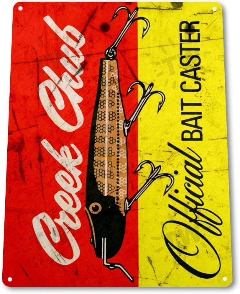 TIN Sign B Creek Chub Bait Caster Shop Fish Fishing Marina Lake House Metal Sign Decor Metal Tin Sign 20x30cm（7.8x11.8inch）
