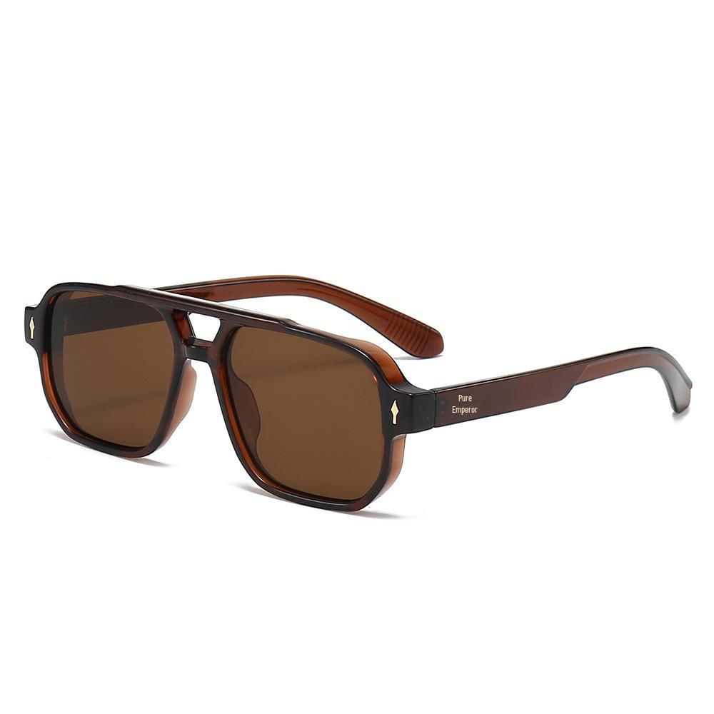 New European and American Retro Double-Beam Men's Square Sunglasses - Fashionable for Driving and Business