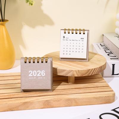 Portable Simplified Mini Calendar 2026 Unprinted 180° Page Flip Desktop Ornament Check-in Plan Style Calendar
