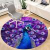 1pc Peacock Feathers Office Round Area Rug, Under Office Chairs Bedroom Living Room Home Decor, Room Deco, Available in Various Sizes