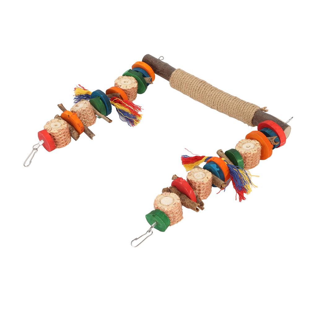 Bird Swing Toy Colorful Beak Grinding Parrot Chewing Perch Toy with Metal Hooks for Lovebird