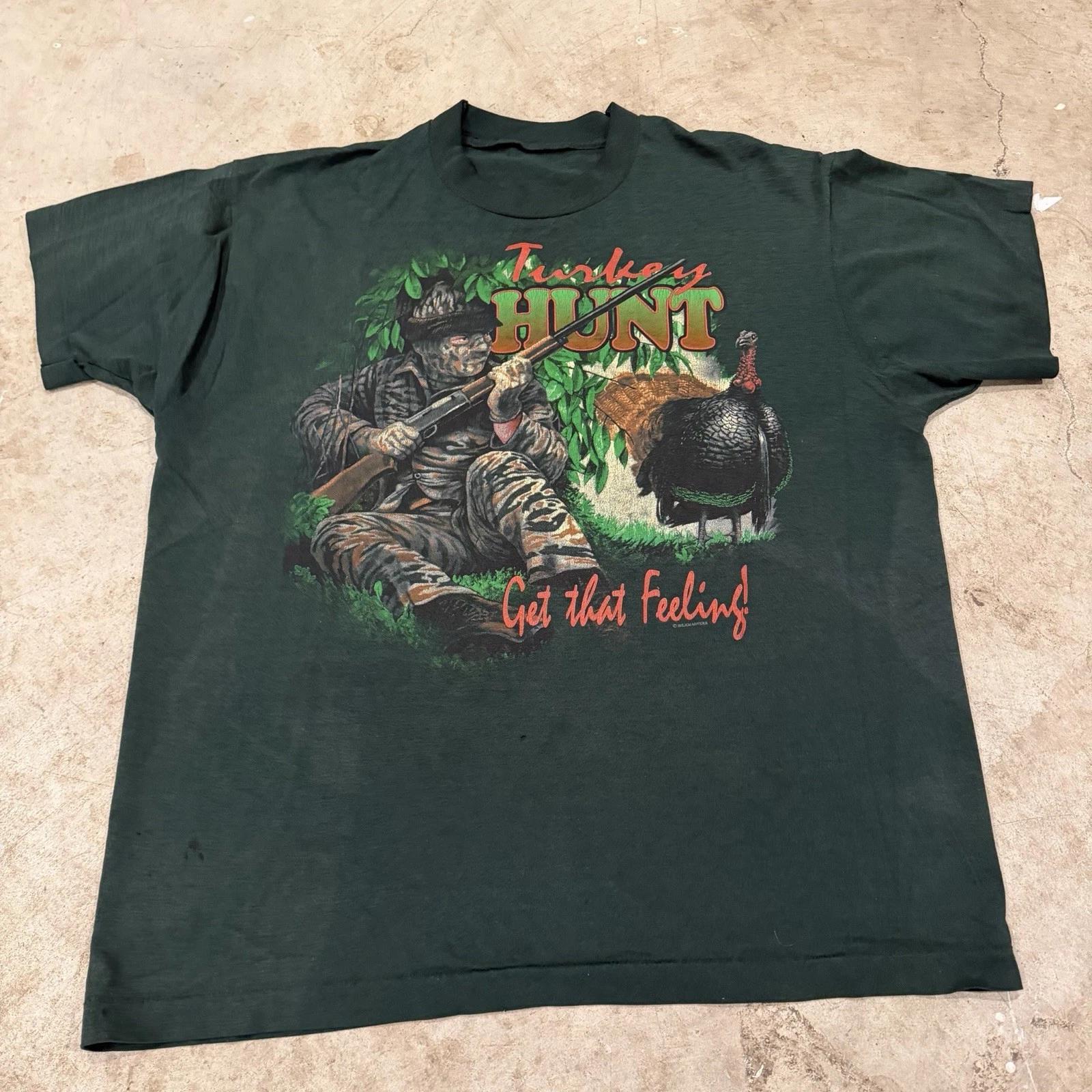 

Vintage Silkmasters Turkey Hunt Get the Feeling USA Made T T-Shirt XL Single Stitc 3XL