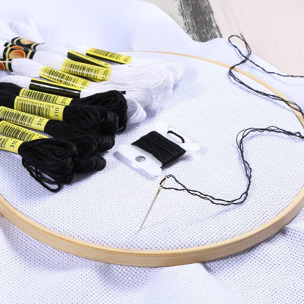 24-Piece Black & White Embroidery Cross-Stitch Polyester Thread Set