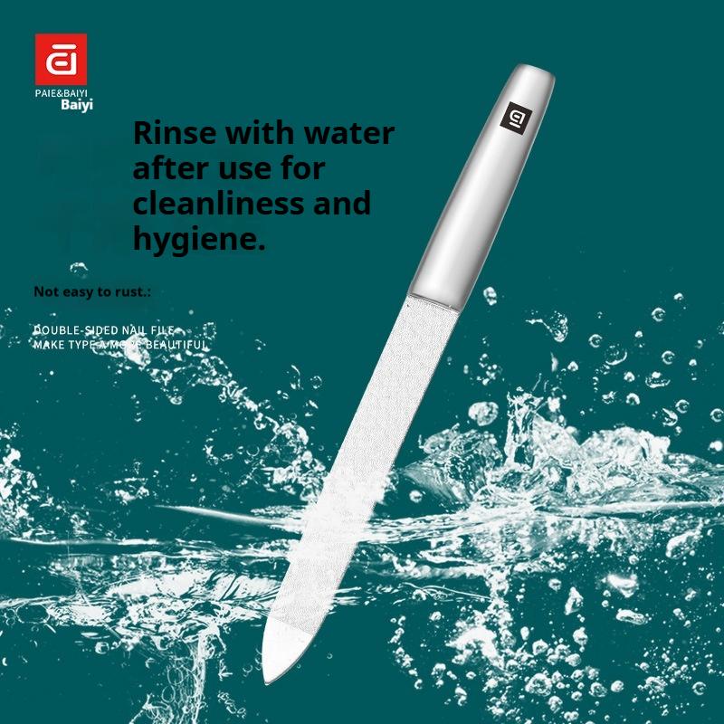 Heavy Duty Stainless Steel Nail File & Polisher - Reusable Nail Shaping Tool for Natural/Artificial Nails, Travel Friendly Gifts