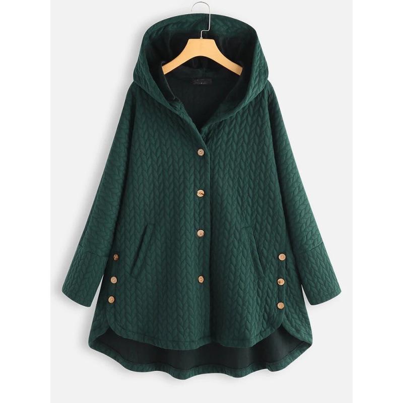 Damen Herbst- und Wintermantel in mittlerer Länge mit Kapuze Lässig Warm Modisch Damen Baumwollgepolsterte Jacke Oberteile Übergröße