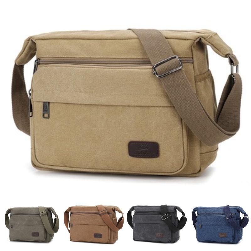 Large Capacity Canvas Shoulder Bag For Men Street Style Durable Material Travel Companion