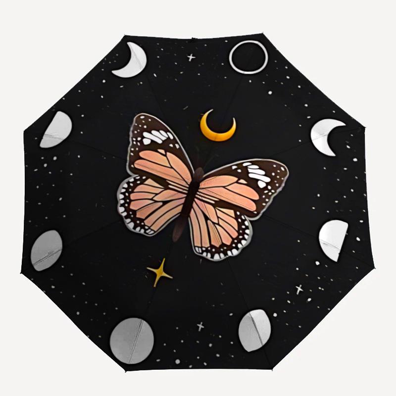 

1pc Butterfly Night Sky Automatic Open/Close Umbrella, Portable Folding umbrella for Everyday Use yy250826085