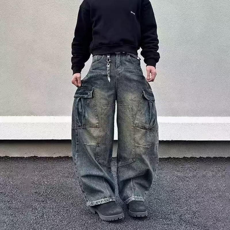 Men's Distressed Ripped Straight-Leg Jeans – American High Street Style