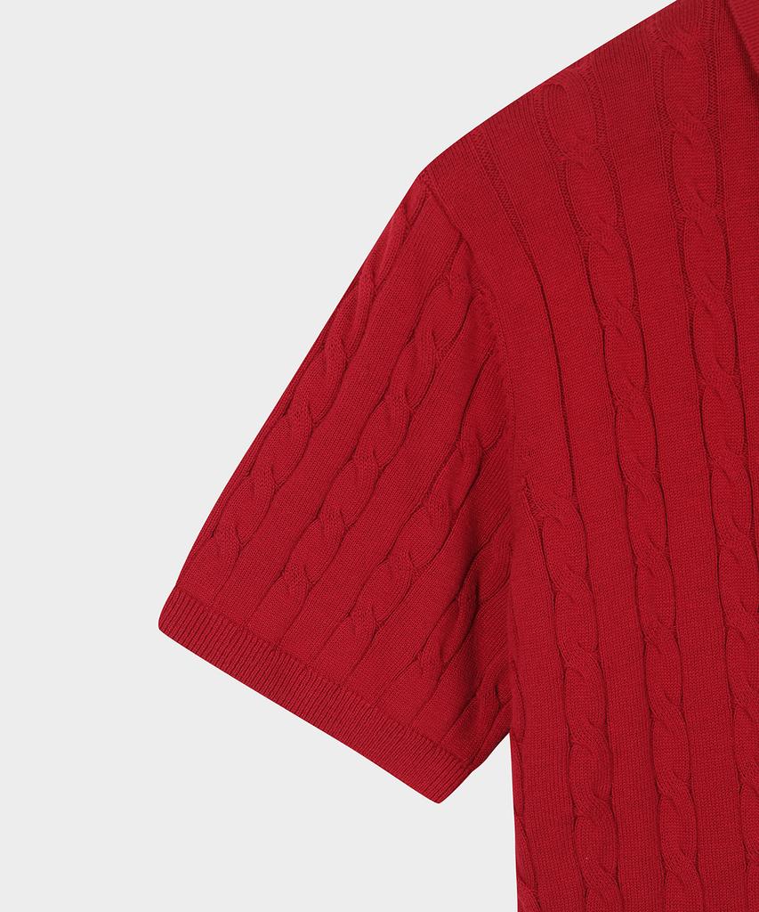 BROOKS BROTHERS Cotton Cable Polo Short Sleeve Sweater (Red) (Bbwtmo204Adfm)