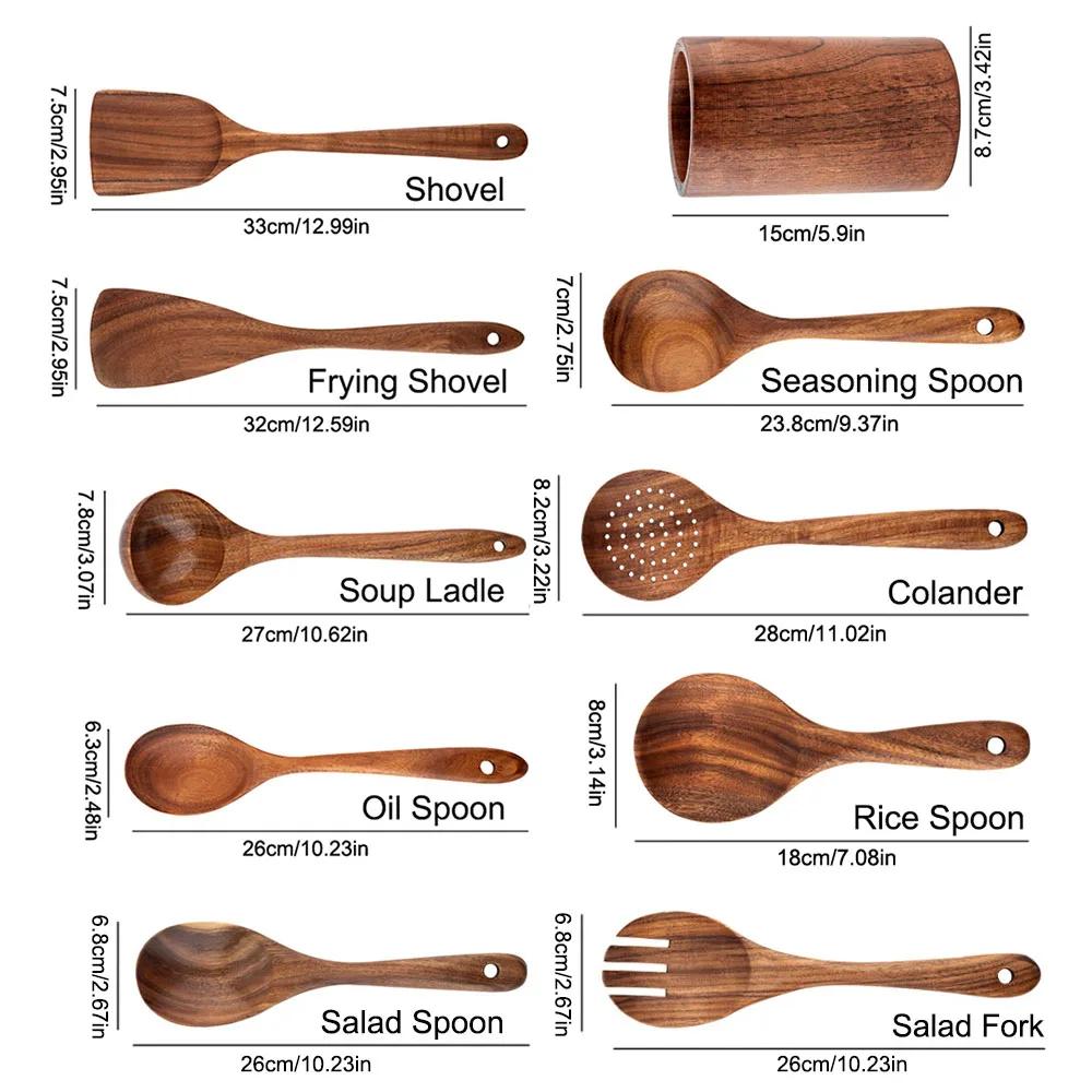 6/7/8Pcs Kitchen Utensils Set Non-Stick Cookware for Kitchen Wooden Handle Soup Spoon Spatula Rice Spoon Shovel Kitchen Sets