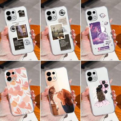 Pour Oppo K13 Realme C75x V70 GT7 C75 V70S P3 Coques de Téléphone Ultra Fine Transparent TPU Souple Coque Arrière Motif Fille Mignonne Logement Anti-Chute Pour Coque Oppo
