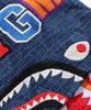 Bape Japanese Indigo Art Camo Double Tiger Shark Full Zip Hoodie (M) Indigo