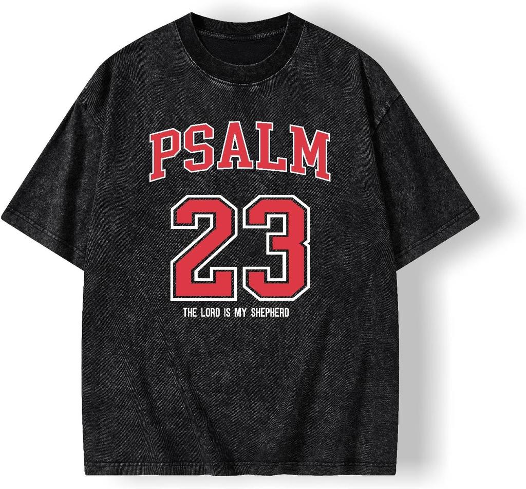 Grafische T-shirts Zomer Dames Heren Katoen Nieuwigheid Oversized Ronde Hals Psalm uit de Bijbel Christelijk Gewassen T-shirt