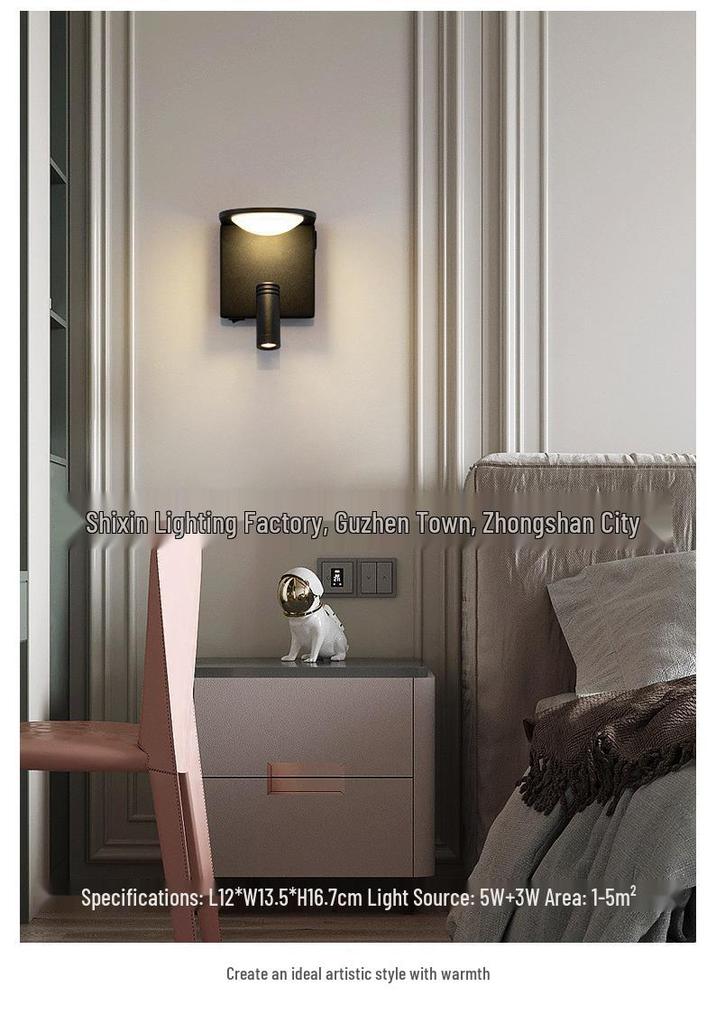 LED Wall Lamp: Rotatable Bedside Light for Hotel, Bedroom, Staircase, Study, Guest Room, Hallway
