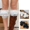 1 Pair Stretch Lace Boot Cuffs Leg Warmers Socks Toppers Cuff for Womens, Knit Solid Color Crochet Cuffs Socks