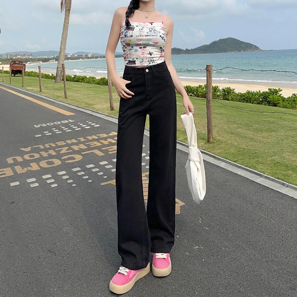 Trendy and Versatile Straight Jeans 2025 New Spring and Autumn Retro Loose Wide-leg Floor Pants