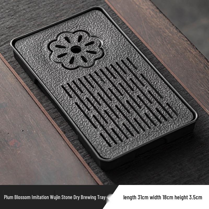 Modern Imitation Wujin Porcelain Tea Tray with Drainage for Dry Brew - Light Luxury Style Tea Table Set