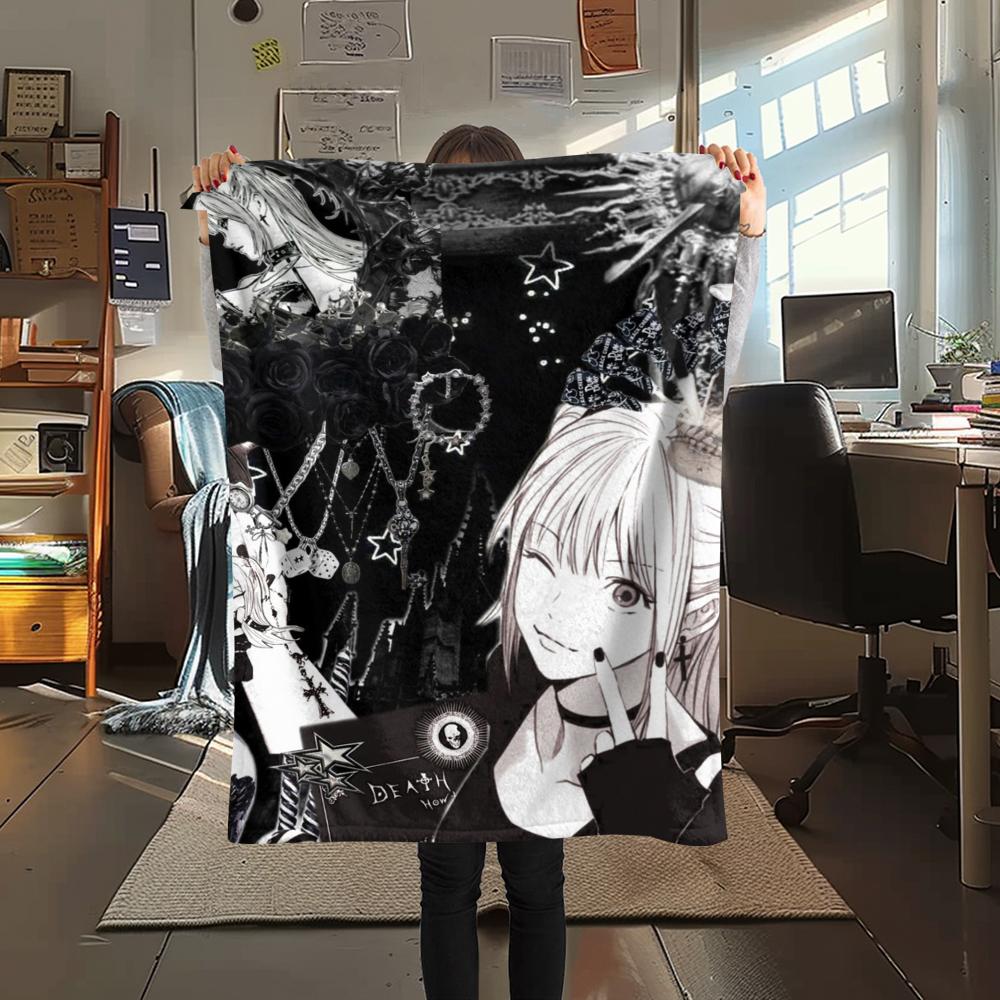 1Pc Death Note Print Flannel Blanket, High Quality Comfortable for All Seasons, Home Decor, Warmth and Comfort, Perfect for Christmas Gifts