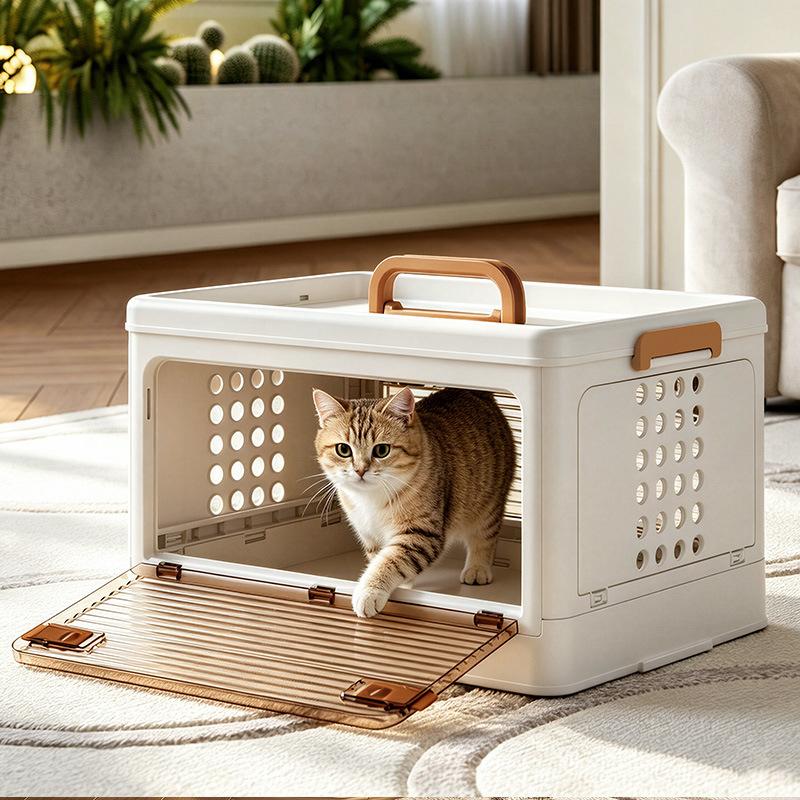 Cat Carrier Portable Foldable Hard-Sided Cat Carrier Box For Small Medium Kitten Puppy Outings Camping Walking Road Trip Hiking