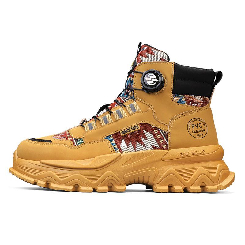 Autumn New Shoes for Men Boots Outdoor Fashion Print Casual Sport Hiking Shoes Ankle Boots