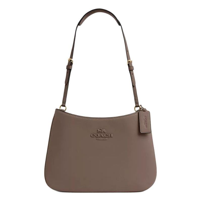 COACH Penelope 27 Logo Logo Snap Fastening Smooth Leather Hand Shoulder Bag Large Women s Dark Stone коричневый