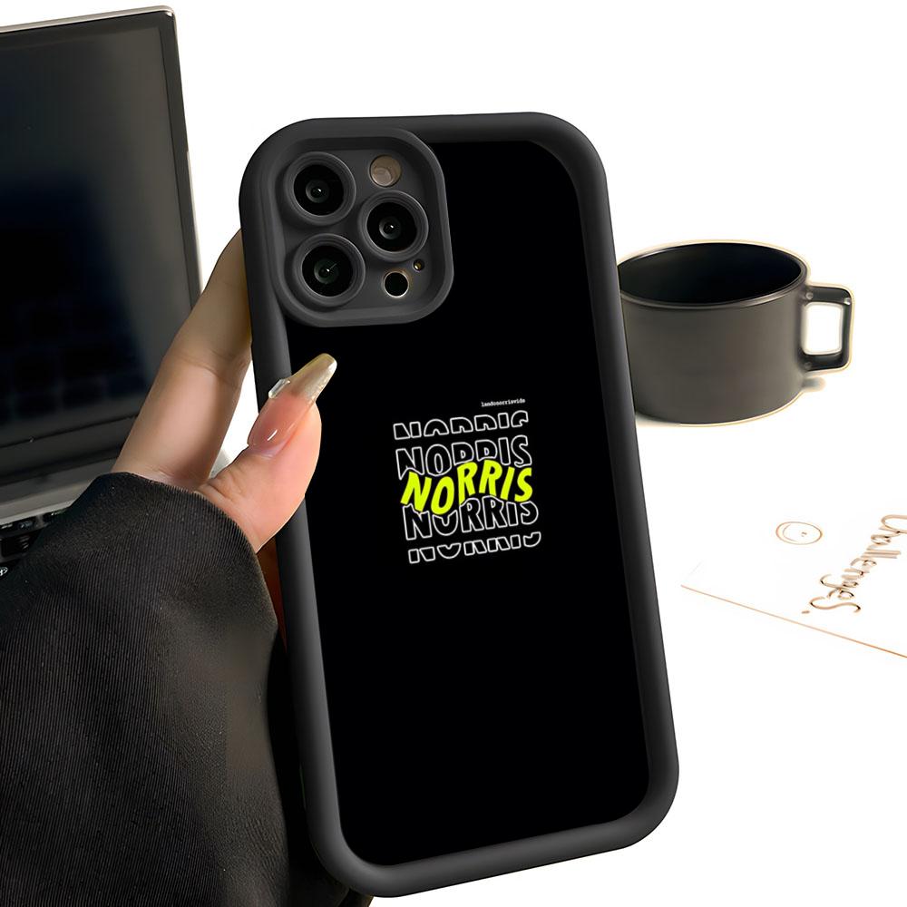 F1 Formula 1 L-Lando Norris Phone Case Simple Solid Color Frosted Silicone For IPhone 16 13 12 15 14 Promax Plus All Inclusive D