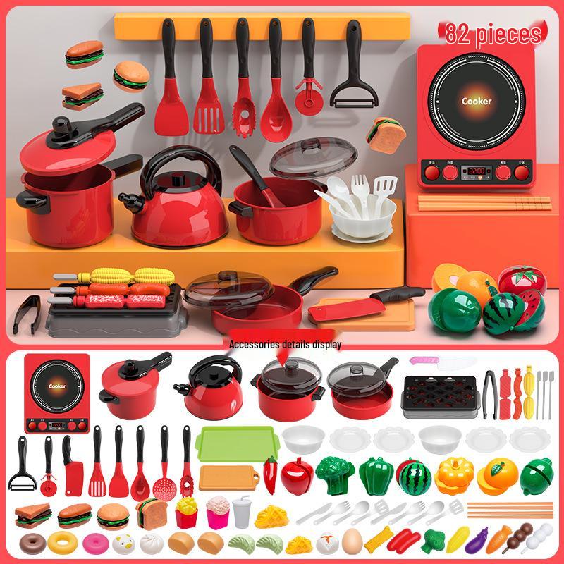 Mini Kitchen Pretend Play Cooking Set for Kids: Fruit Cutting & Kitchenware Toys