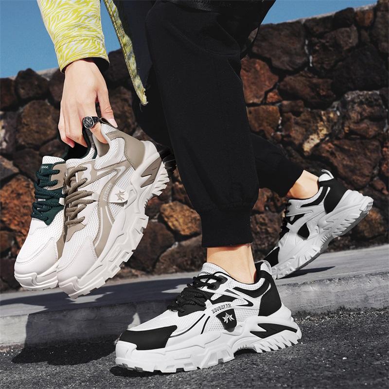 BY spring new mesh platform casual men's shoes dad shoes, white card, white green