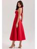 Elegant Retro Red Tie Halter Mid-Length Dress