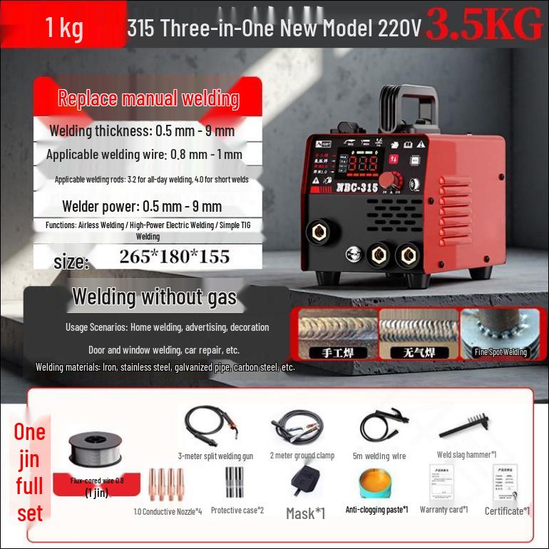 Naishunjia MIG-315 Gasless Welder: Manual, TIG, and Three-in-One Electric Welding.