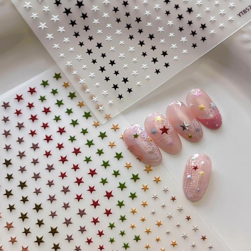 Holographic Star Nail Art Stickers Self Adhesive Assorted Colors Perfect For Diy Manicure Home Use Nail Salon Decor