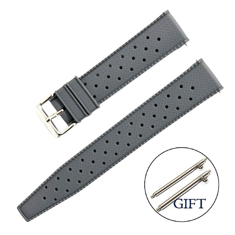 Tropical Silicone Watch Straps 18mm 20mm 22mm Quick Release Watchband for Omega Bracelet Belt Breathable Waterproof Rubber Bands