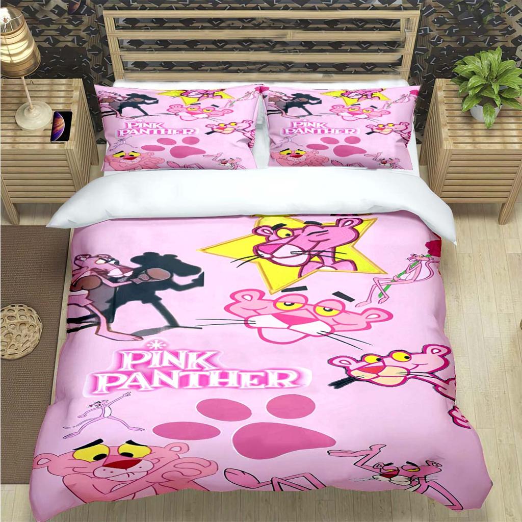 Comforter Crayon Pinkpanther Print Bedding Sets Bed Supplies Set Comforter Set Teens Girls Cartoon Twin Single Kid Gift