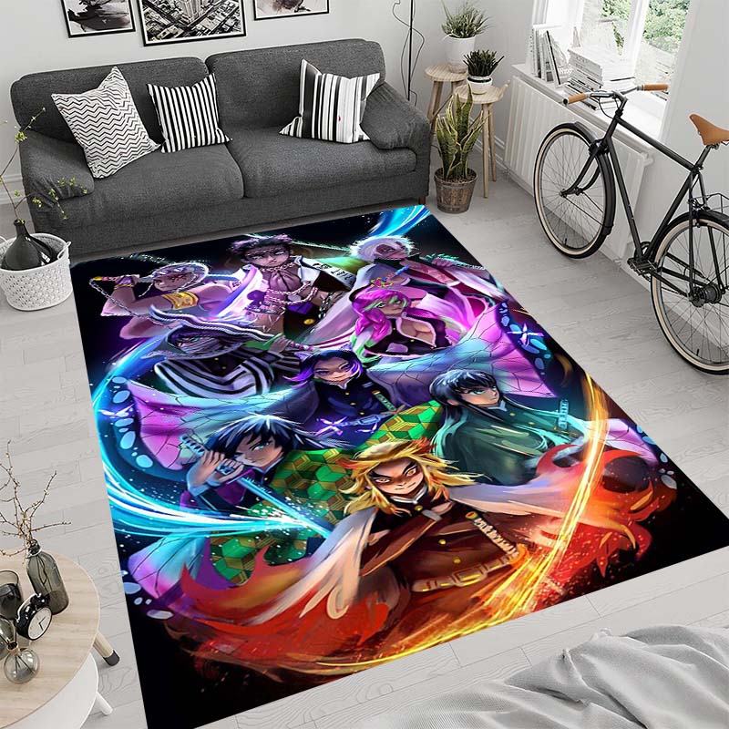 Anime-themed Kamado Nezuko Kimetsu No Yaiba Rug, Suitable for Playrooms, Bedrooms, Living Rooms, Sofas, and Other Home Décor;