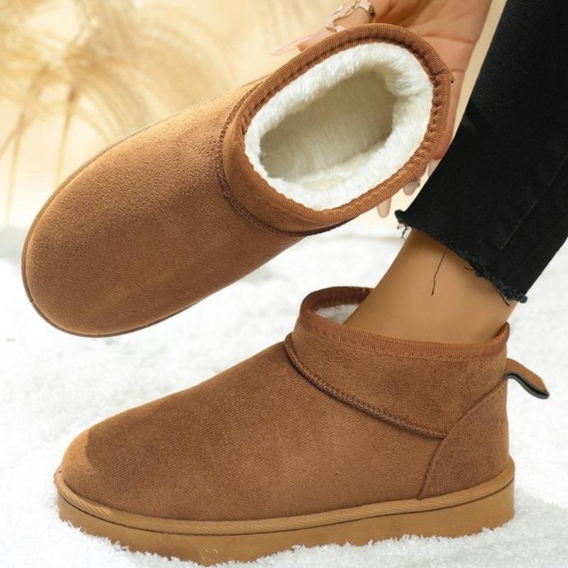 Shearling Snow Boots for Men and Women, Non-slip, Fleece-lined Short Boots