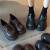 British Style Black Platform Heightening Small Leather Shoes Temperament Single Shoes 2025 Spring New Mary Jane Versatile Loafers