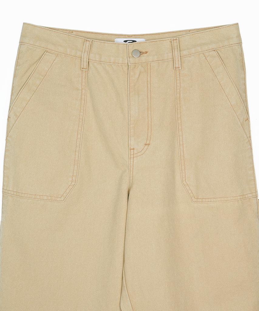 FDR Washed Canvas Pocket Carpenter Pants Beige