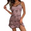 Abito da donna senza maniche con camicia da notte sexy da notte, seducente colore a contrasto