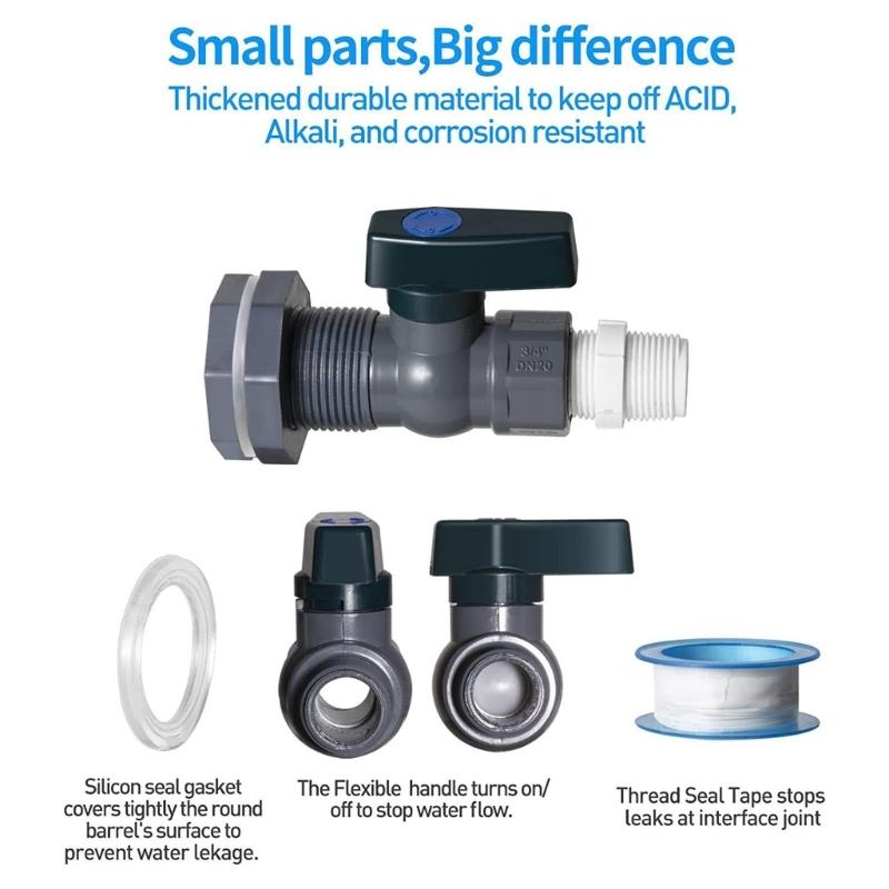 Complete Rain Barrels Spigot Faucet System 2 PVC Ball Valves Garden Hose Connectors For Rainwater Collection Harvesting