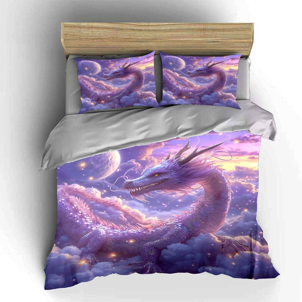 Fantasy Dragon Art Decor Set Soft Comfortable Duvet Cover Bedding Set Included 1*Duvet Cover & 2*Pillowcases, Gift