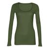 Women's  And Winter Slim Bottom T-shirt Fashion Casual Solid Color U Neck Pullover Long Sleeve Top