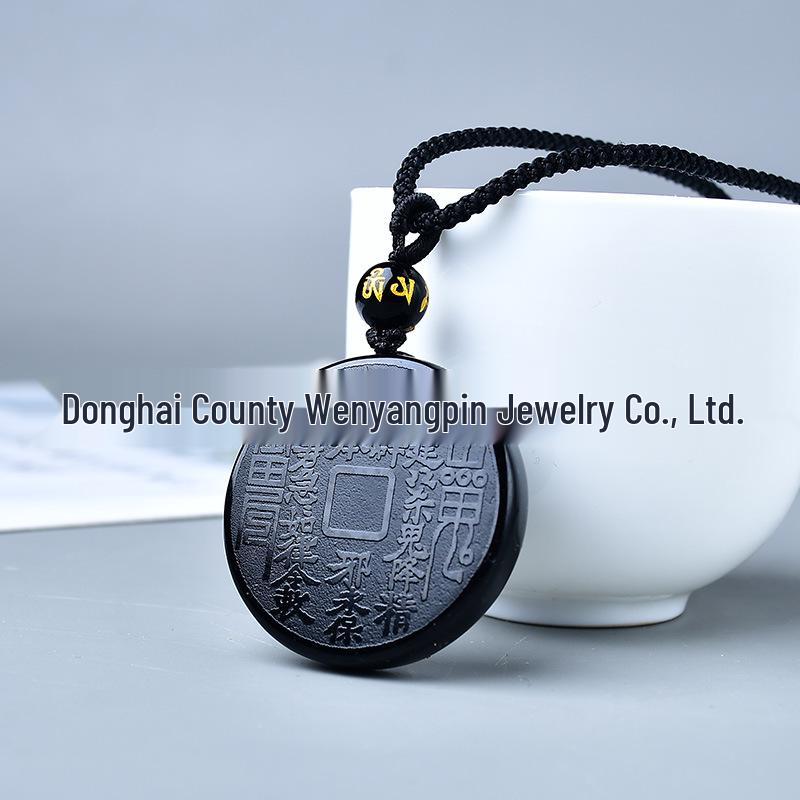 Natural Obsidian Mountain Ghost Pendant Keychain Charm Stone Jewelry